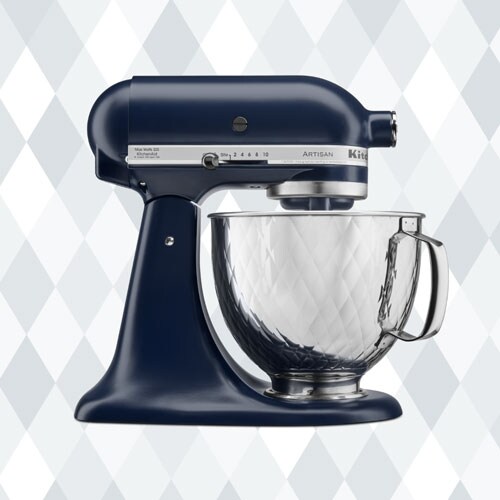 Ink colour Stand Mixer in front of light textured background