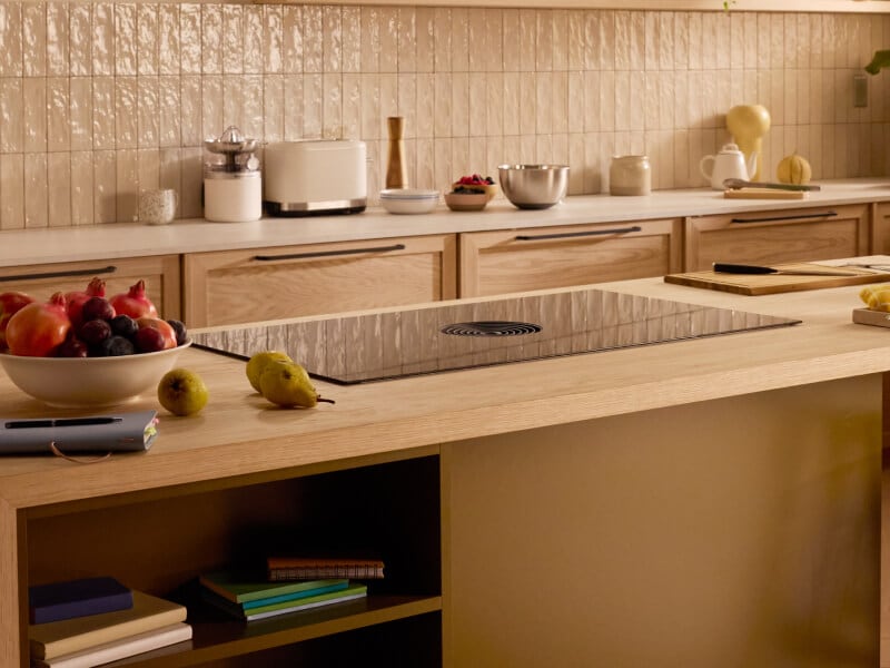 Induction cooktop in a kitchen island