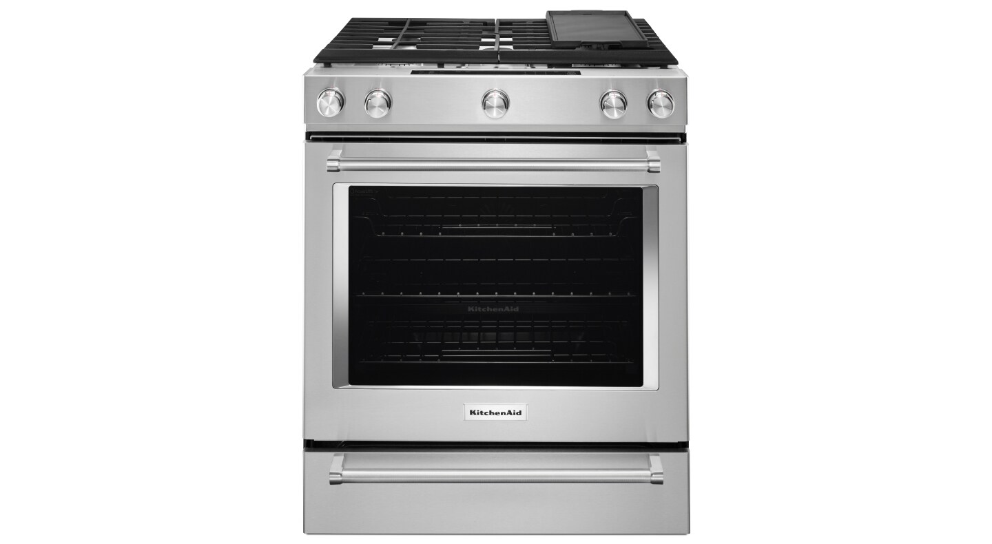 Kitchenaid® 30-Inch 5-Burner Dual Fuel Convection Slide-In Range With Baking Drawer