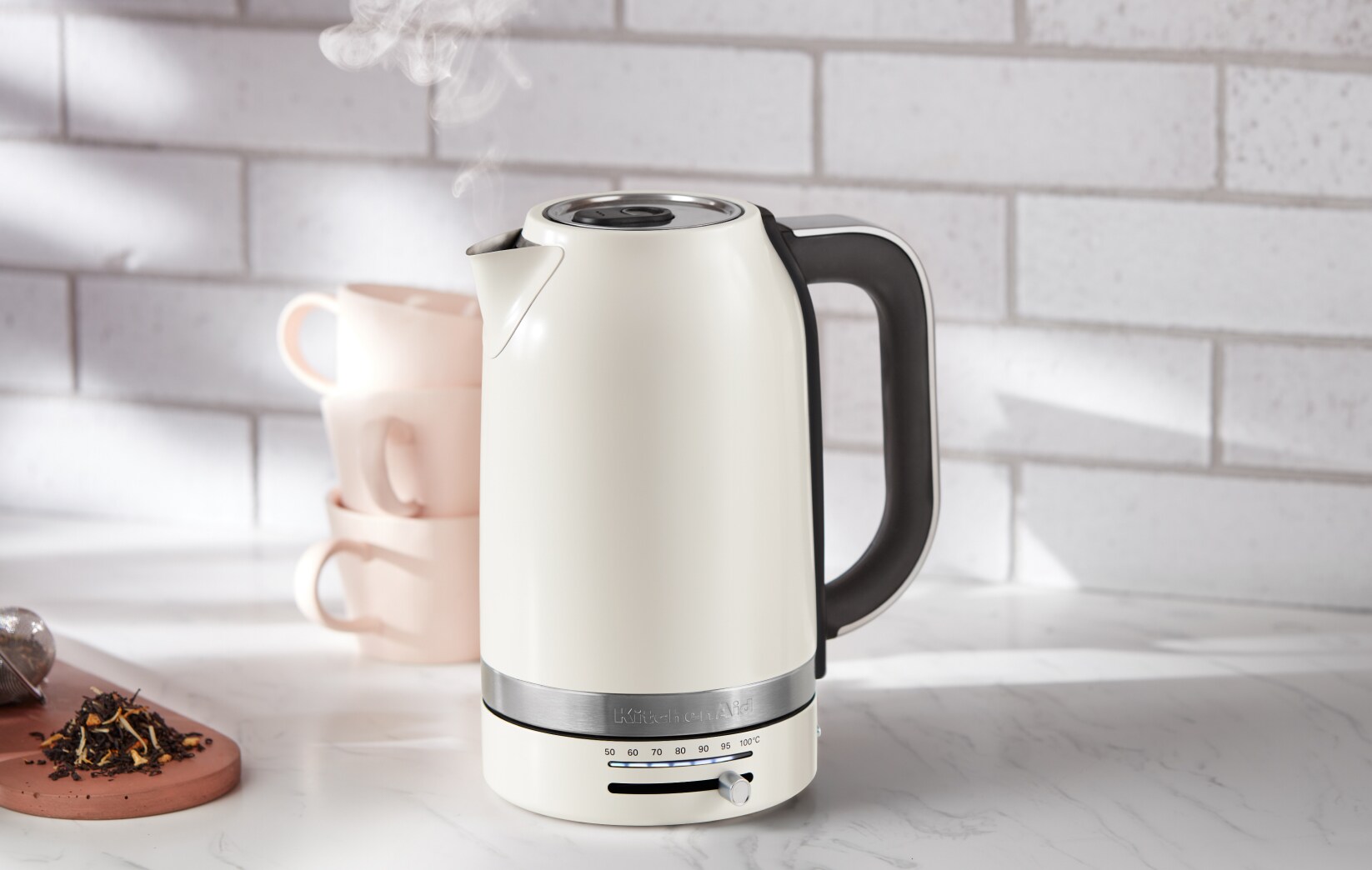 A KitchenAid® 1.7 Liter Electric Kettle on a countertop.