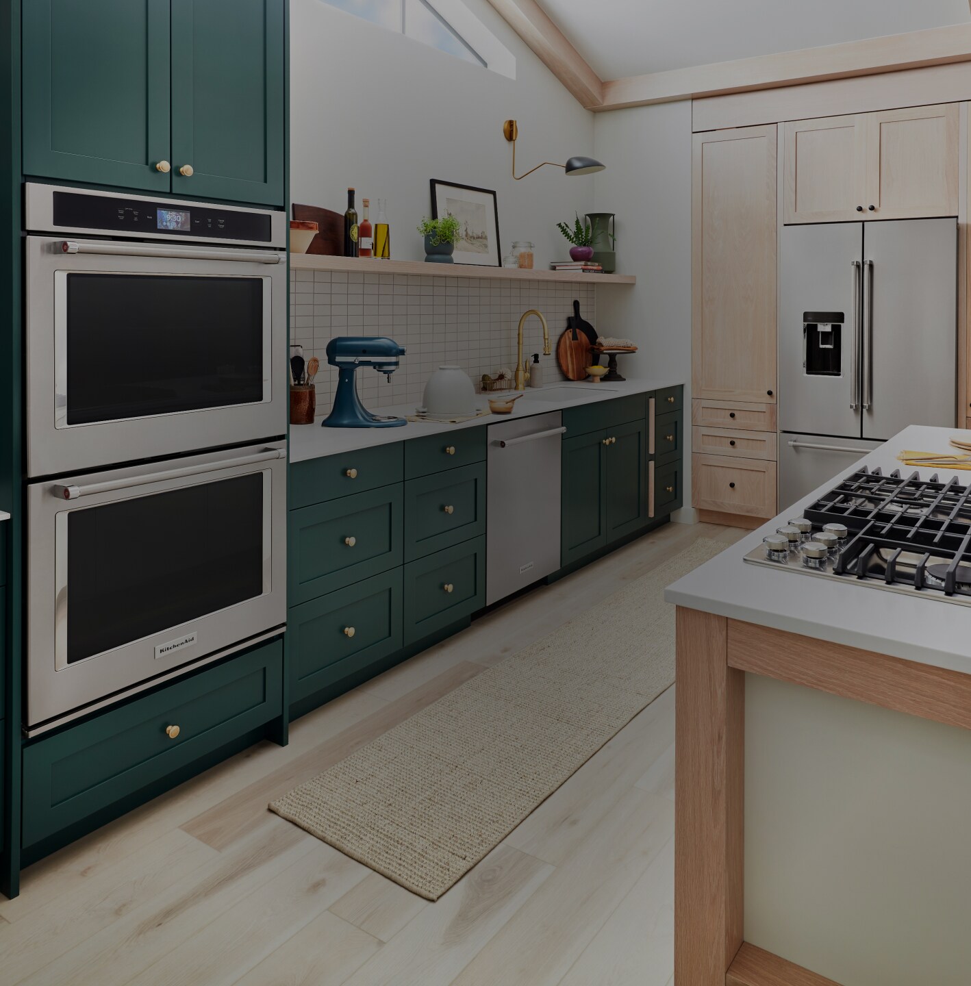 A kitchen with a KitchenAid® wall oven combo.