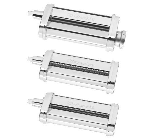 A 3-piece pasta roller and cutter set.