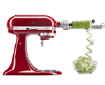 A KitchenAid® Stand Mixer with a Spiralizer Attachment.