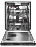 Empty dishwasher with third level utensil rack and stainless interior