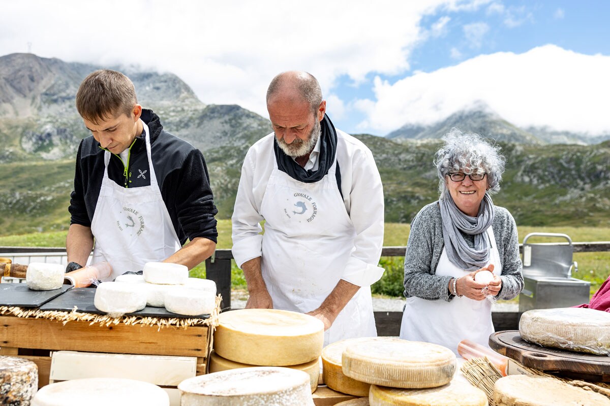 The Giovale family making cheese.