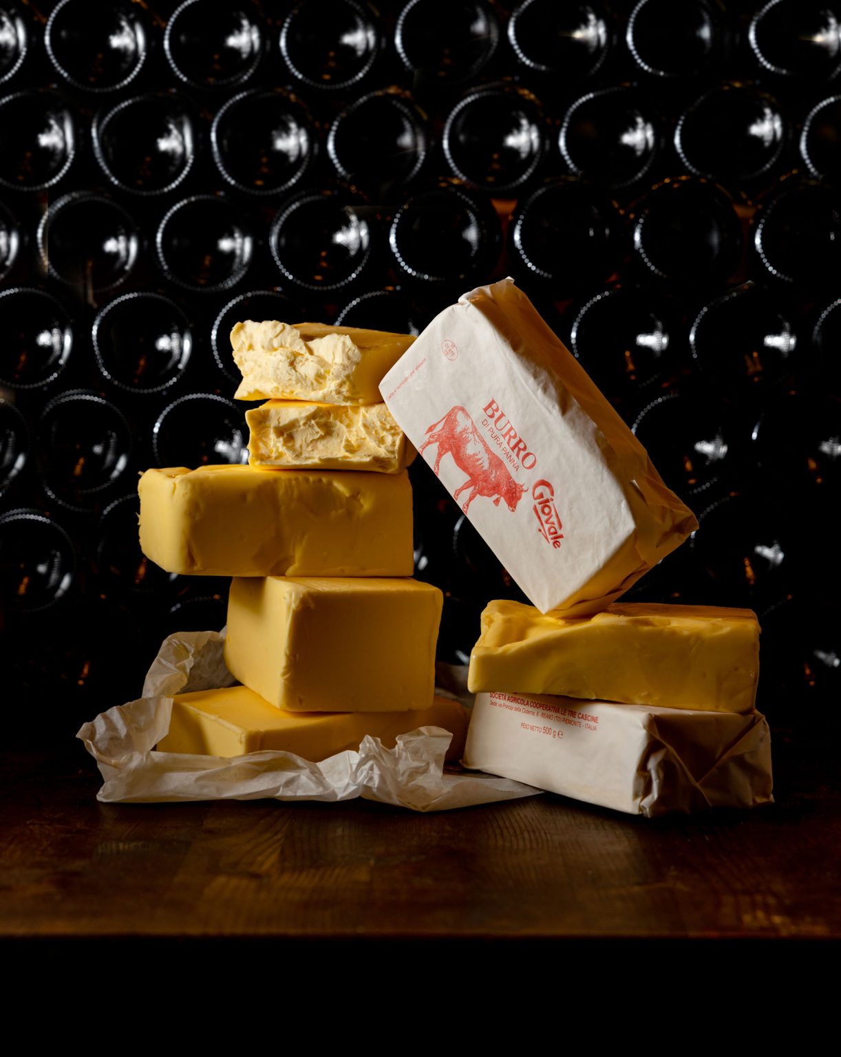 Small blocks of cheese.