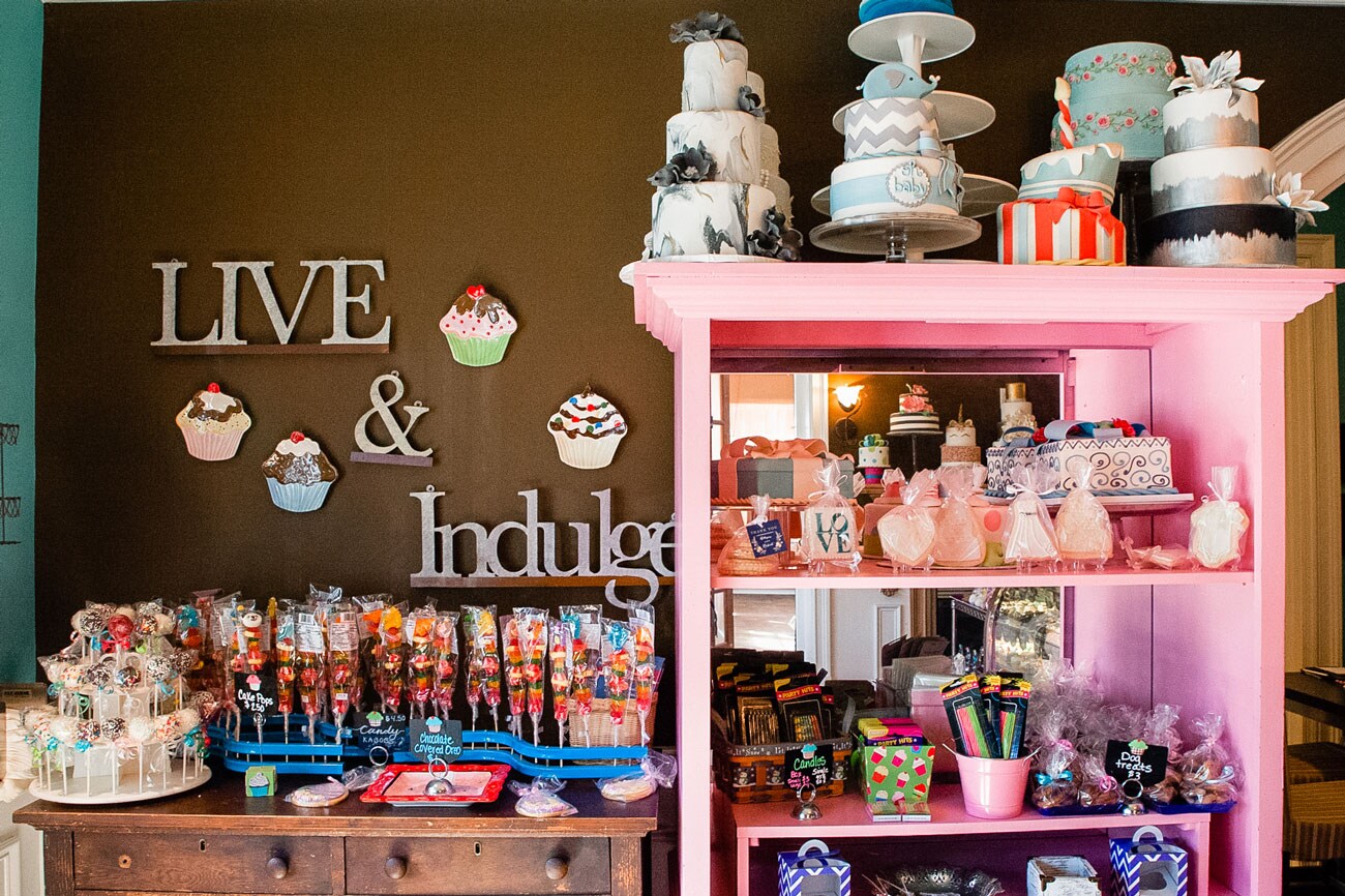 The colorful, playful interior of The Caketeria.
