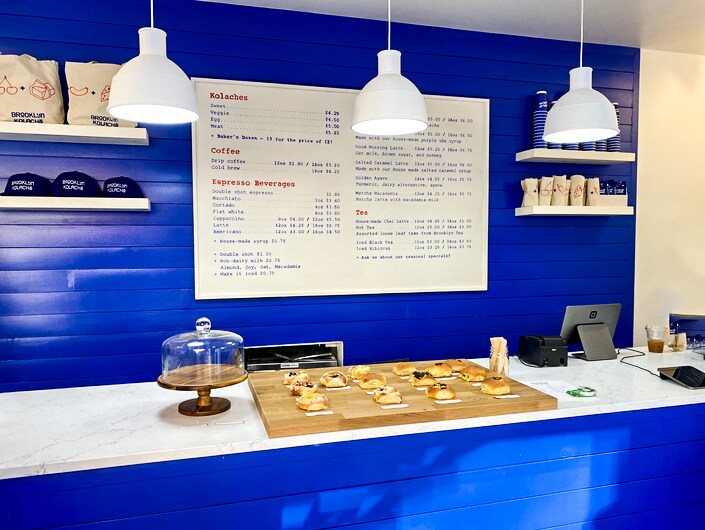 The menu of Brooklyn Kolaches bakery.