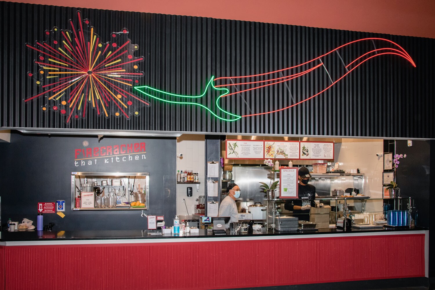 The interior of Firecracker, Thai Kitchen.