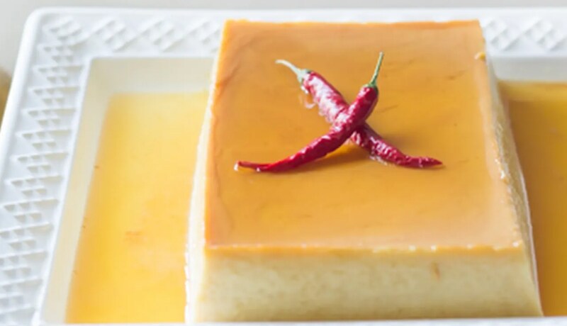 Mango Flan with Chile Caramel