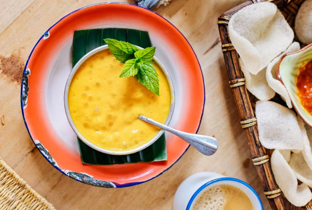 A large bowl of dessert.