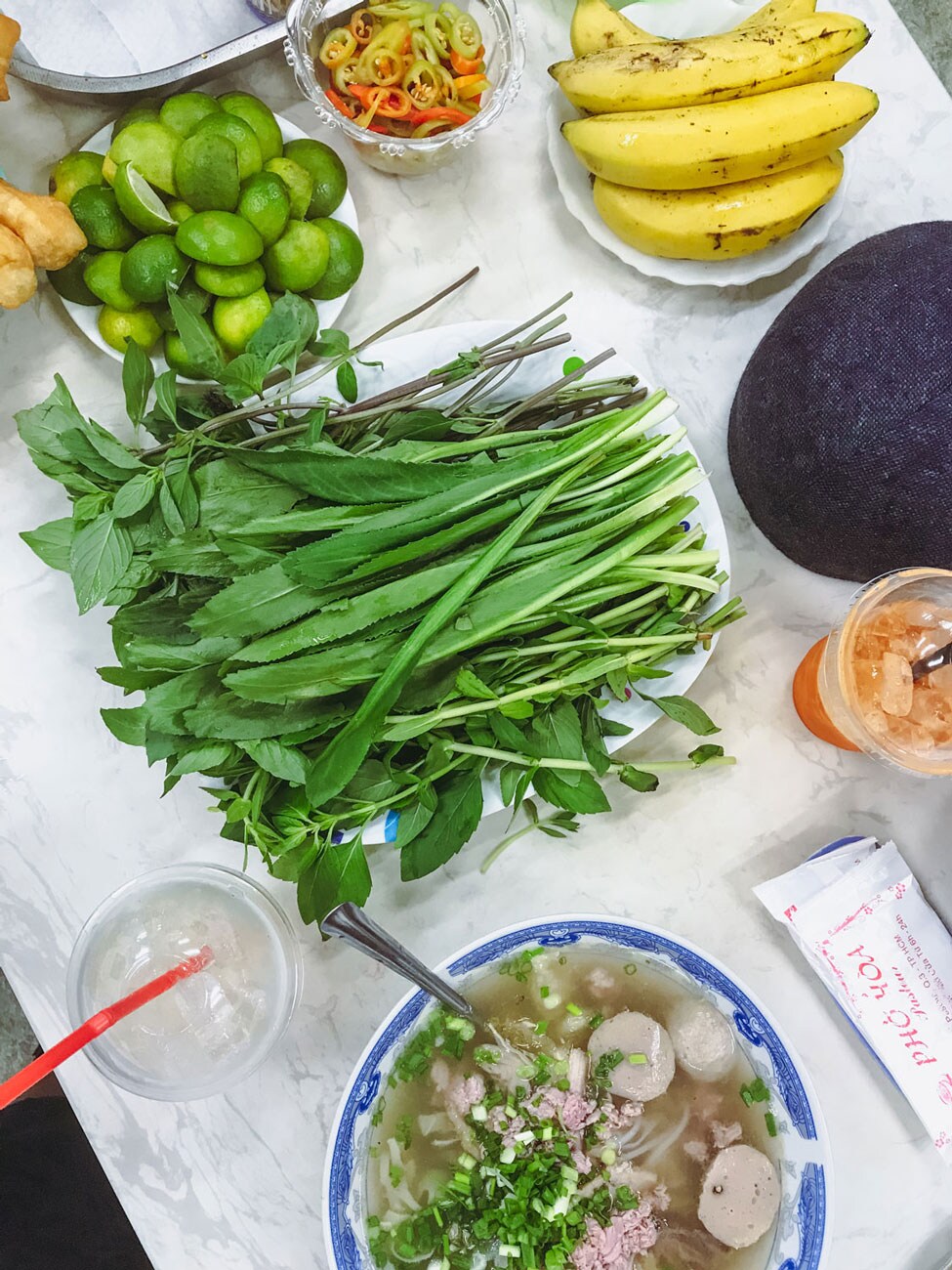 A large plate of fresh herbs.