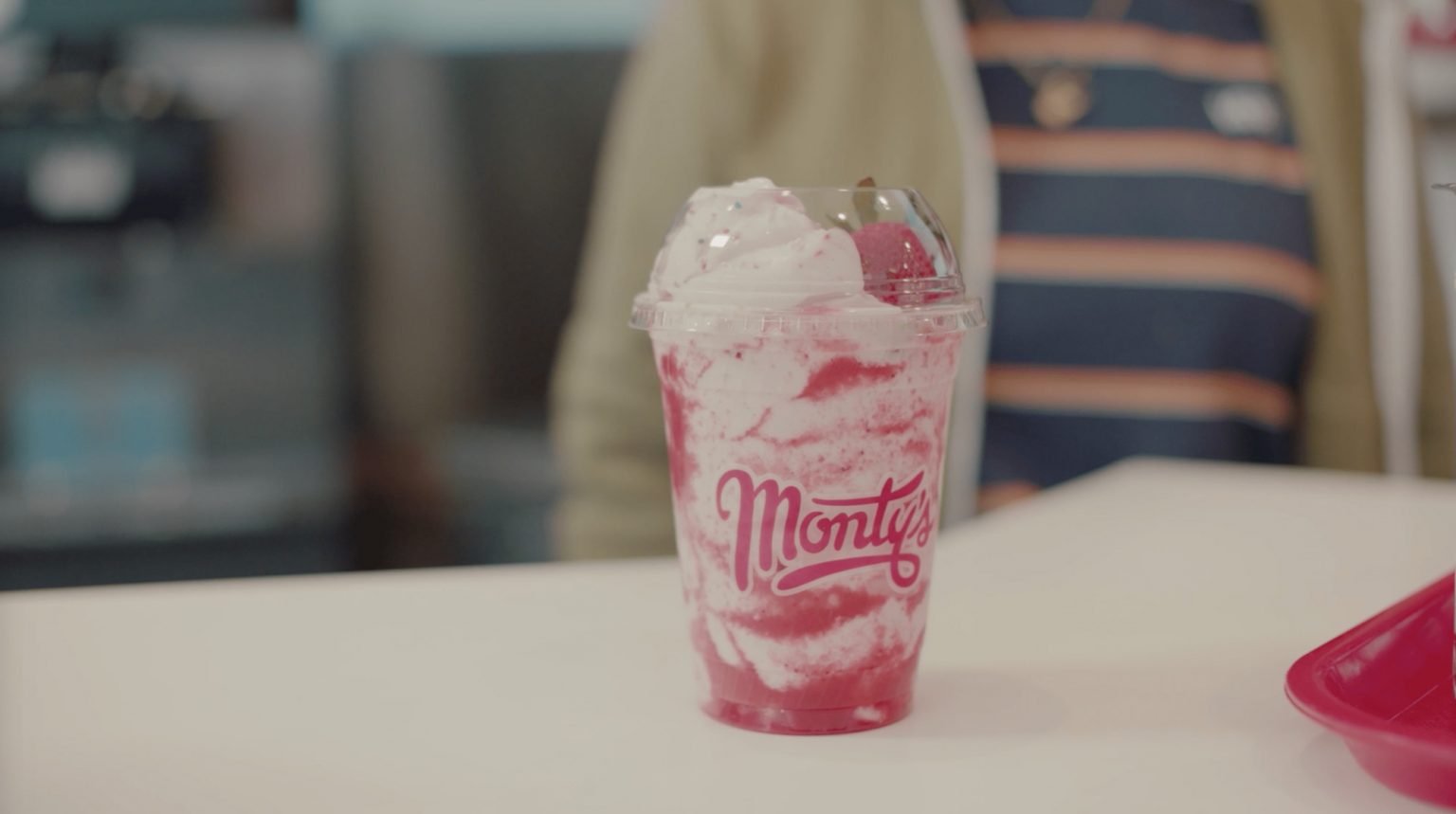 A strawberry shake from Monty’s Good Burger.