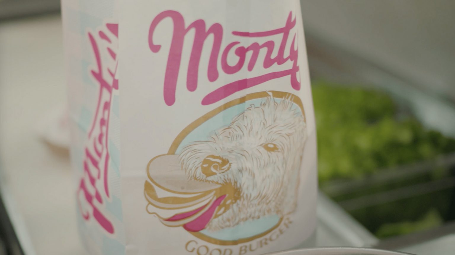 A paperbag from Monty’s Good Burger.