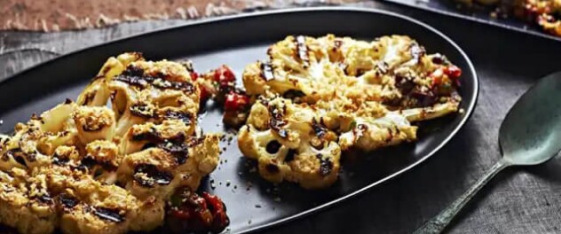 Grilled Cauliflower Steaks with Lemony Breadcrumbs