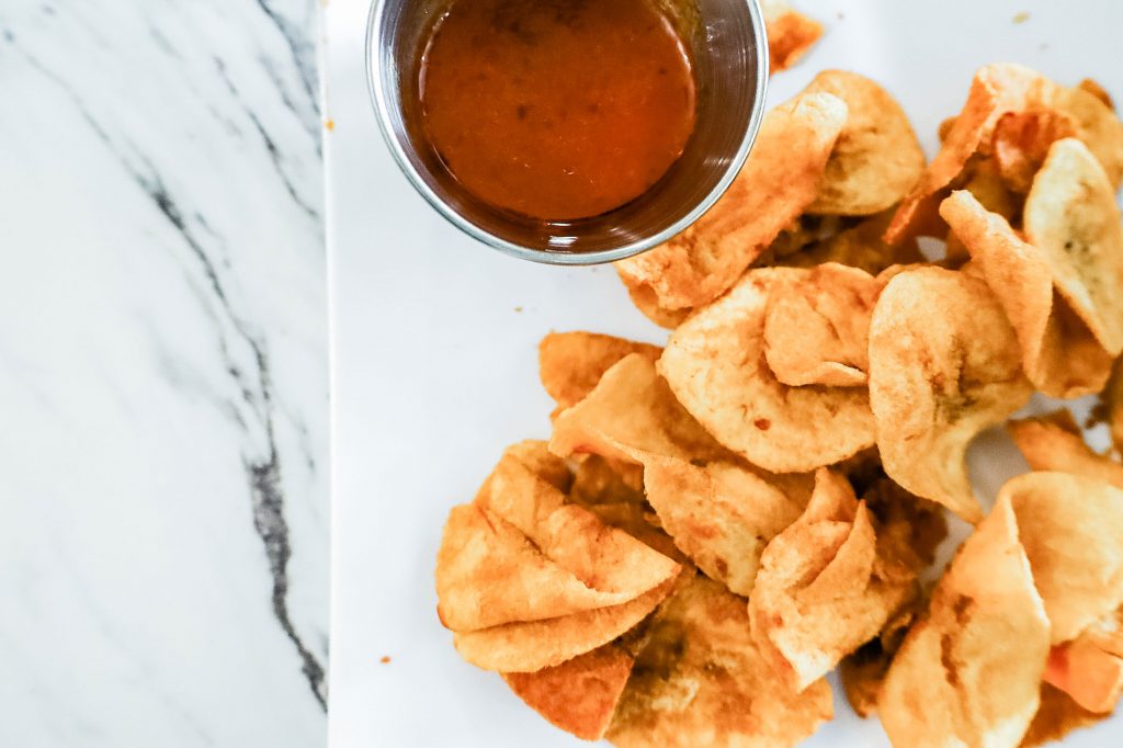 A plate of fried plantain chips.