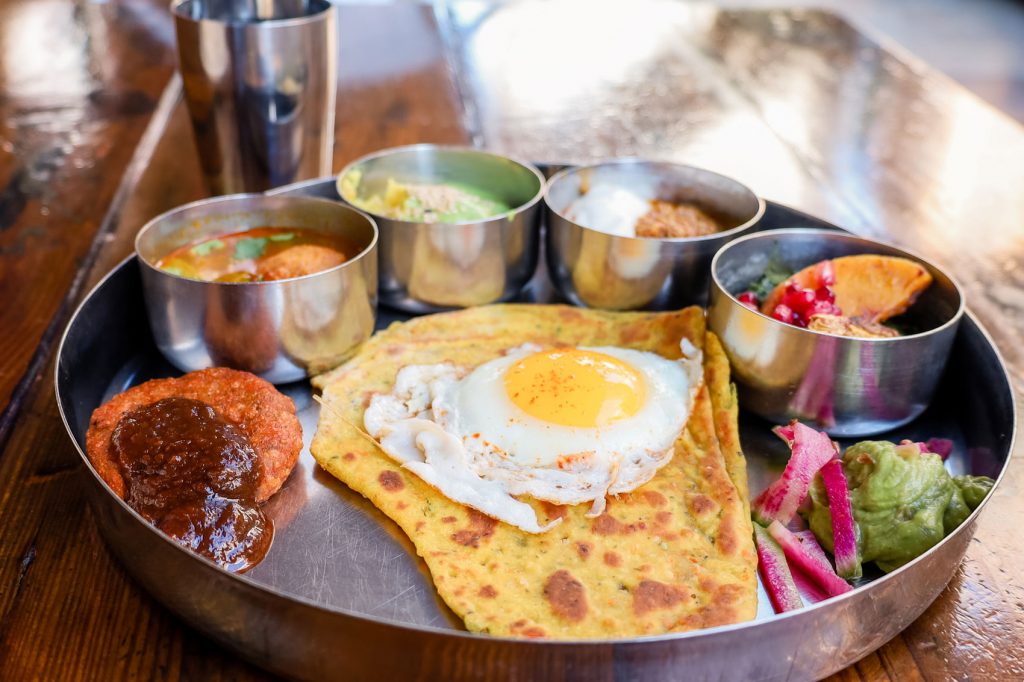 A large tray of morning thali.