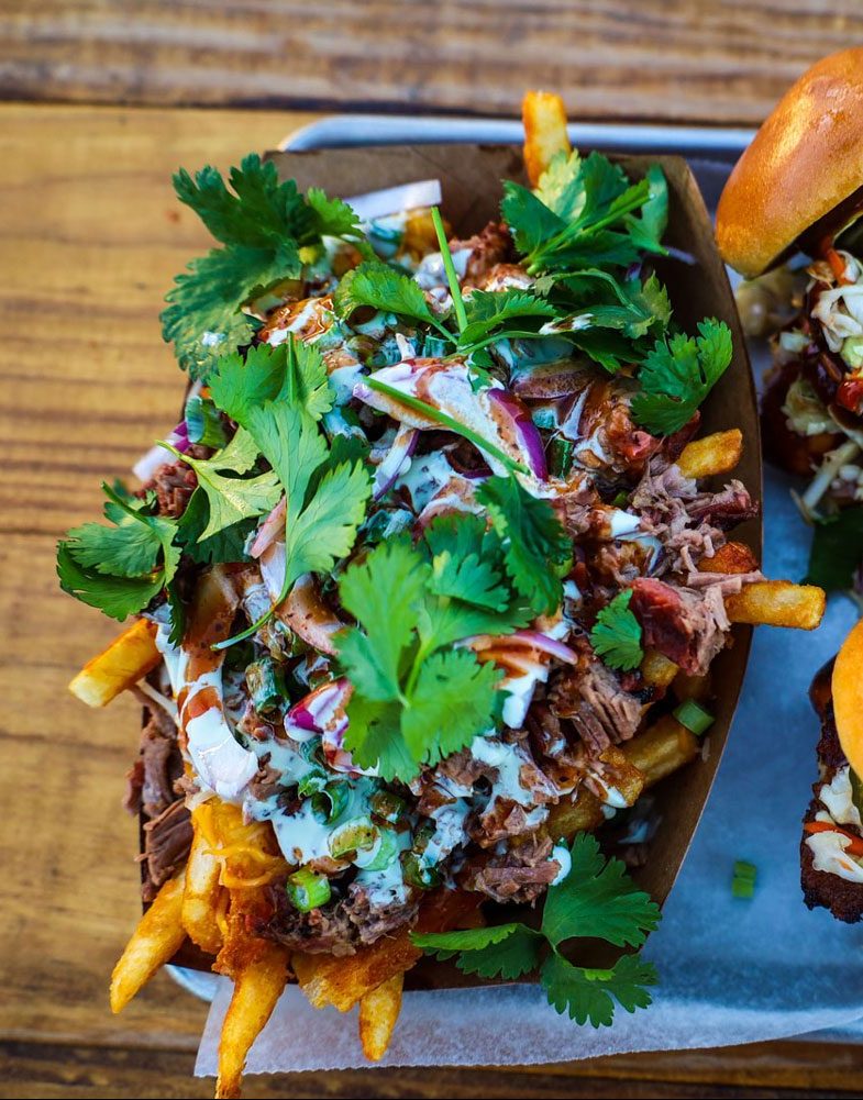 Loaded barbeque french fries.