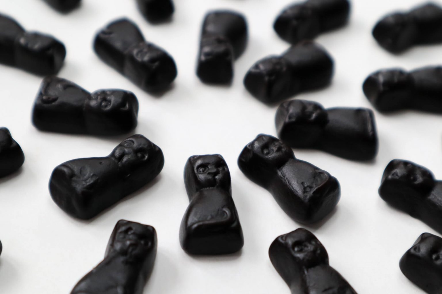 Salmiakki gummy candies shaped as cats.