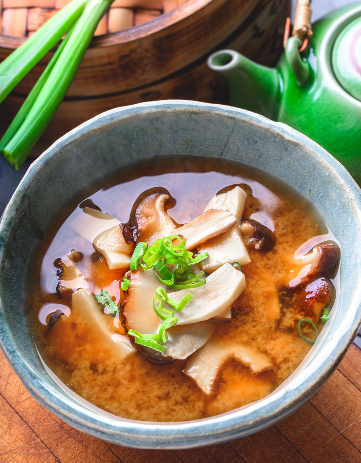 A small bowl of shiitake mushroom soup.