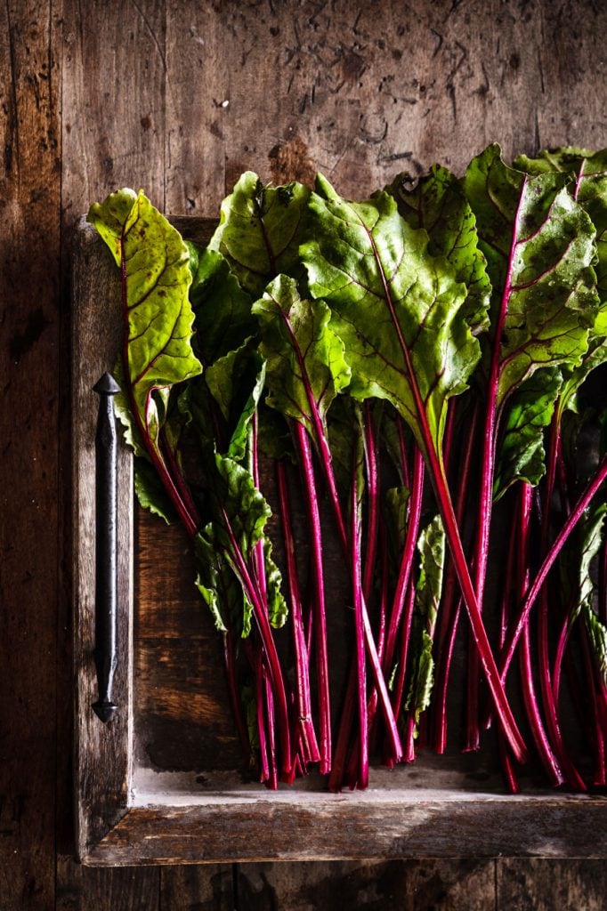 The leaves of beetroots.