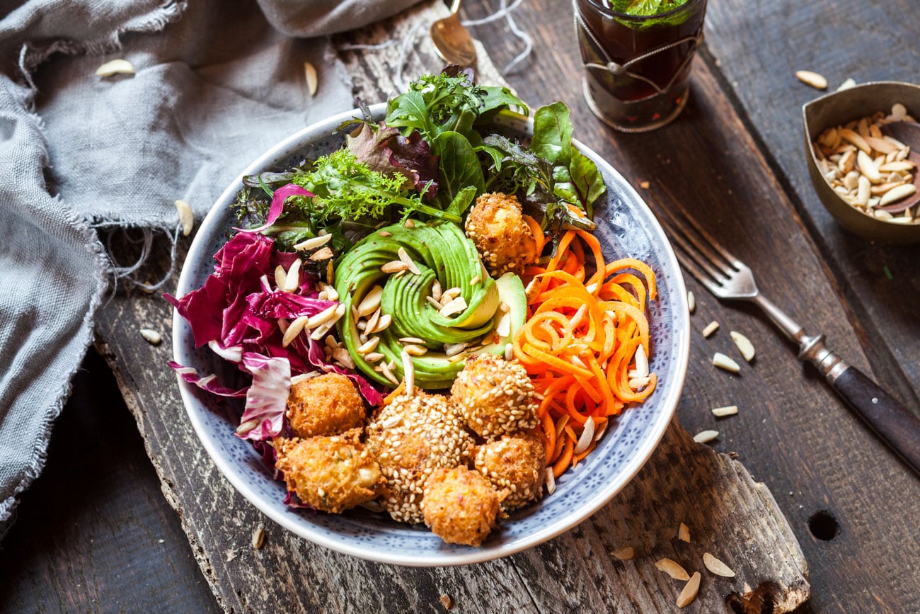 A dish filled with colorful eats.