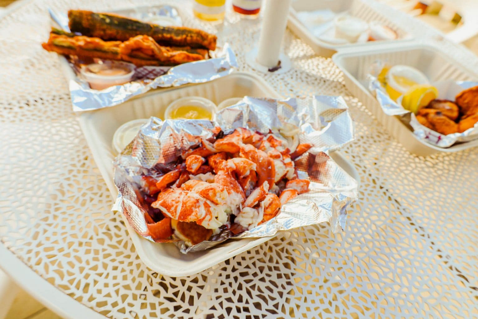 A freshly made lobster roll.