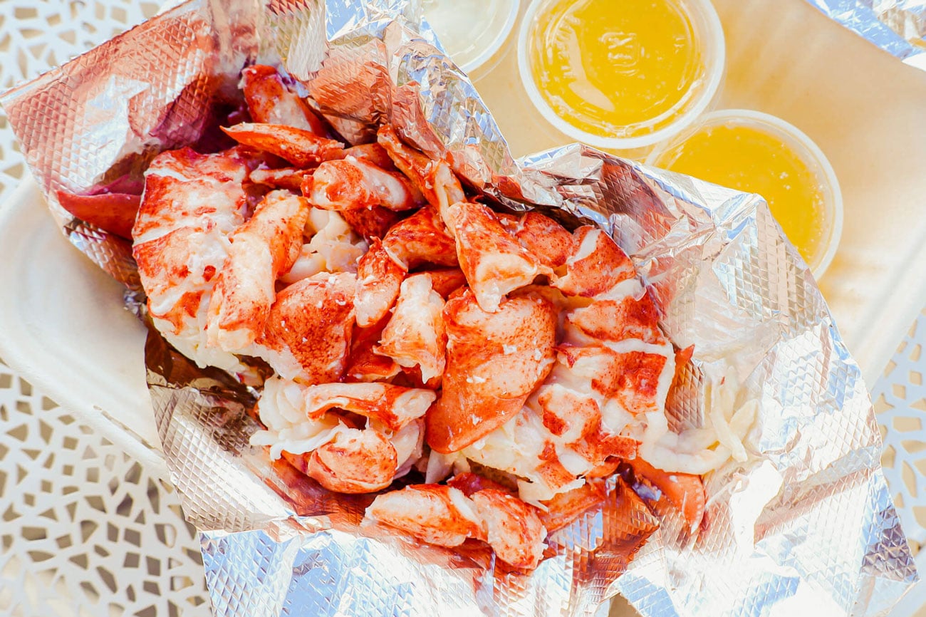 A freshly made lobster roll.