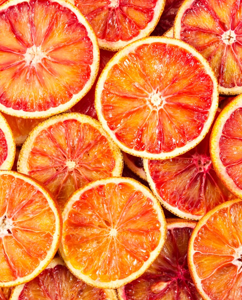 A series of sliced tangerines.
