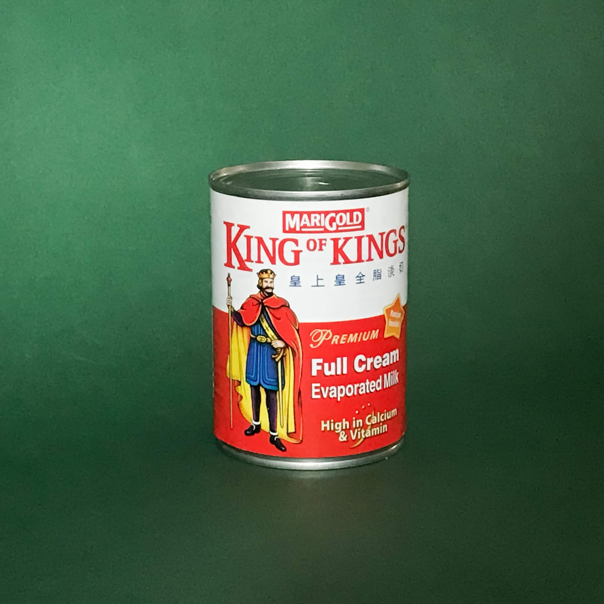A can of Marigold King of Kings Full Cream Evaporated Milk.