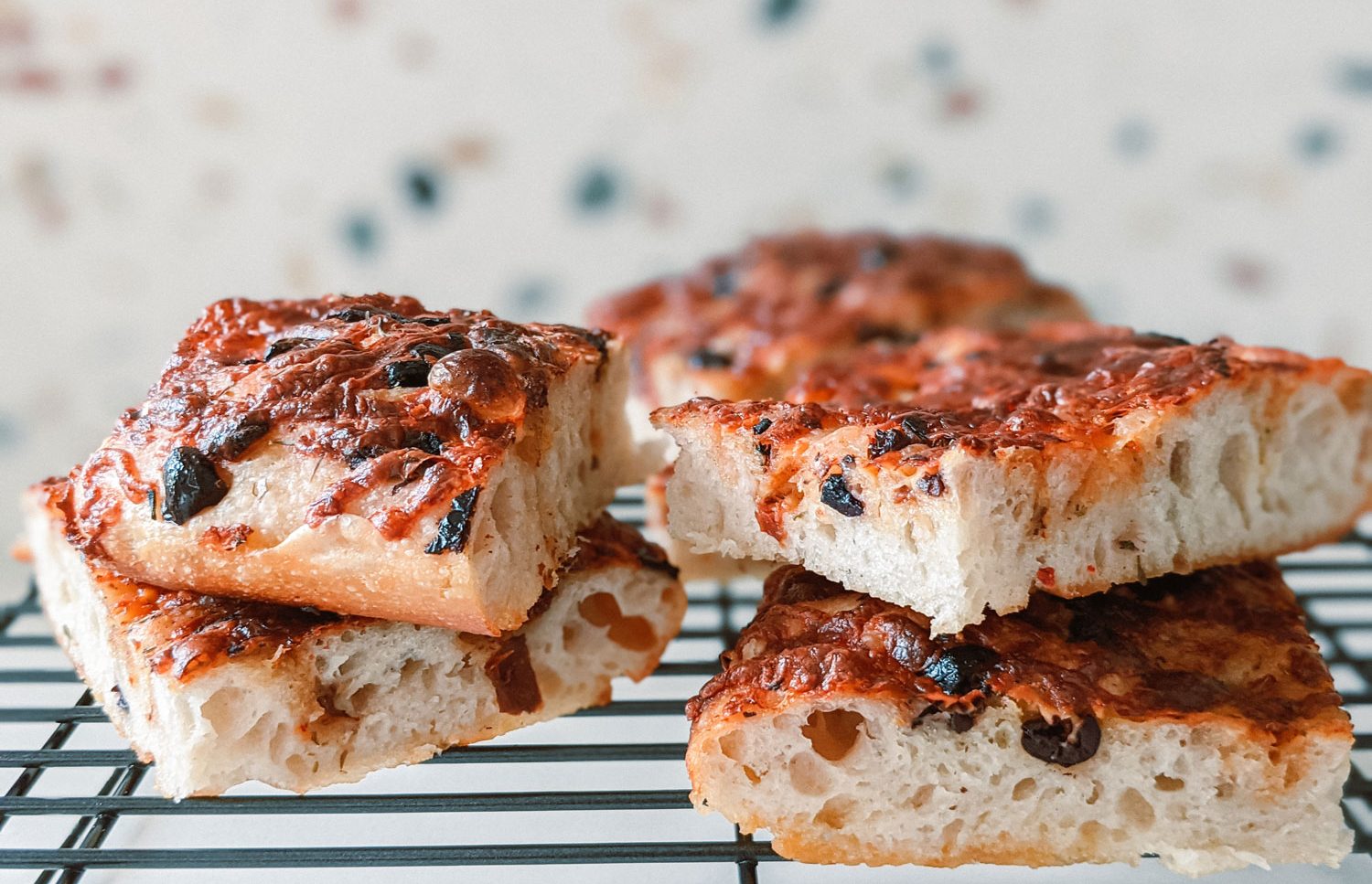 Freshly baked focaccia bread.