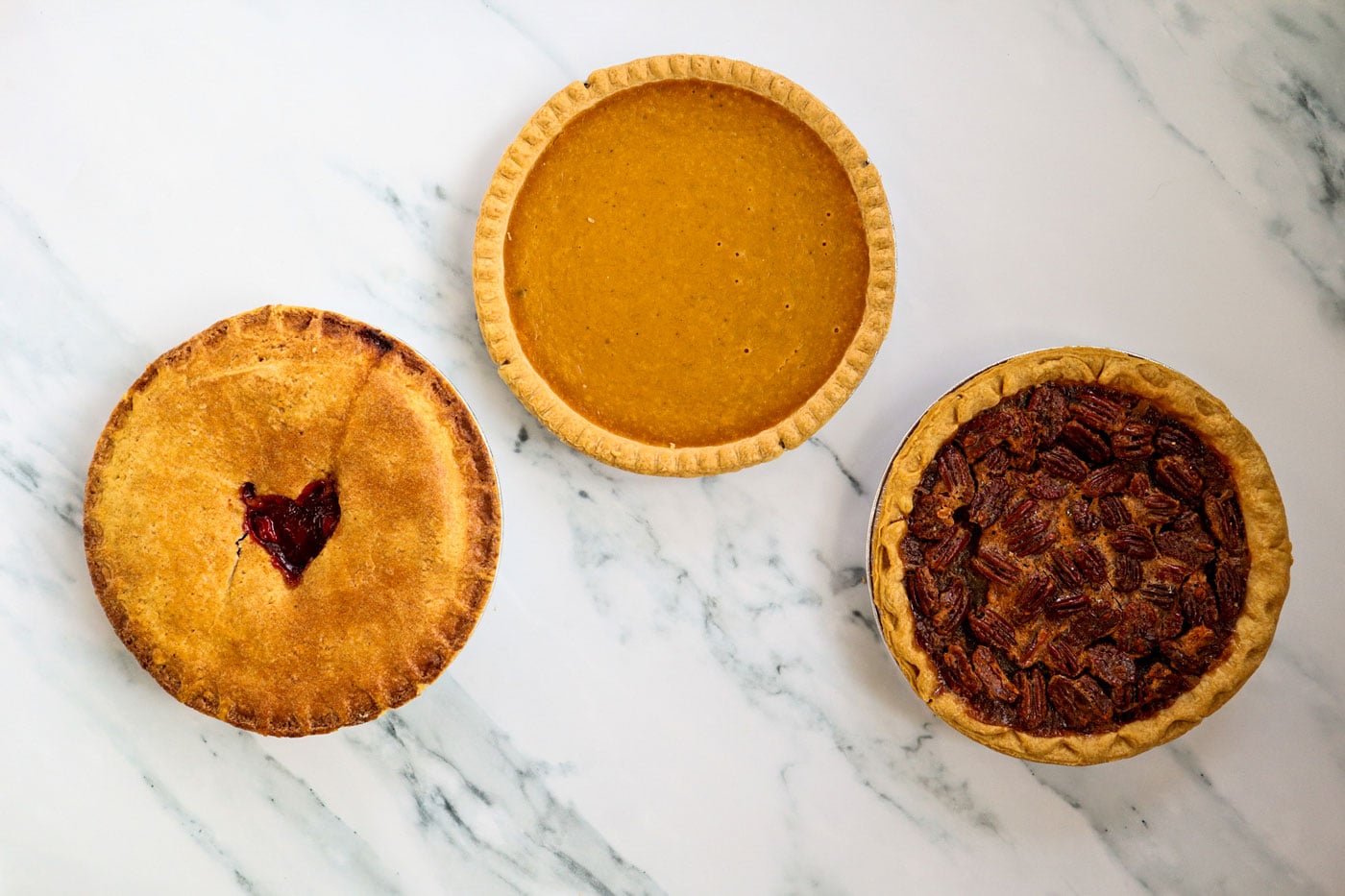 Three baked pies.