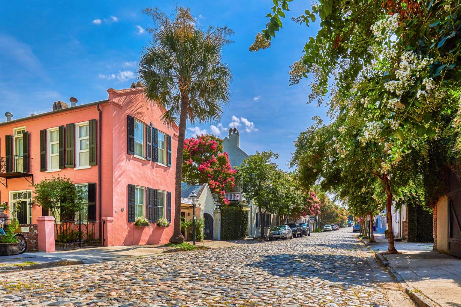 A bright, sunny vew of Charleston's colorful neighborhoods.
