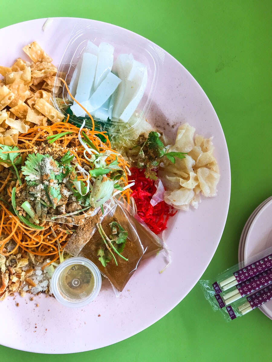 Yusheng served on a plate.