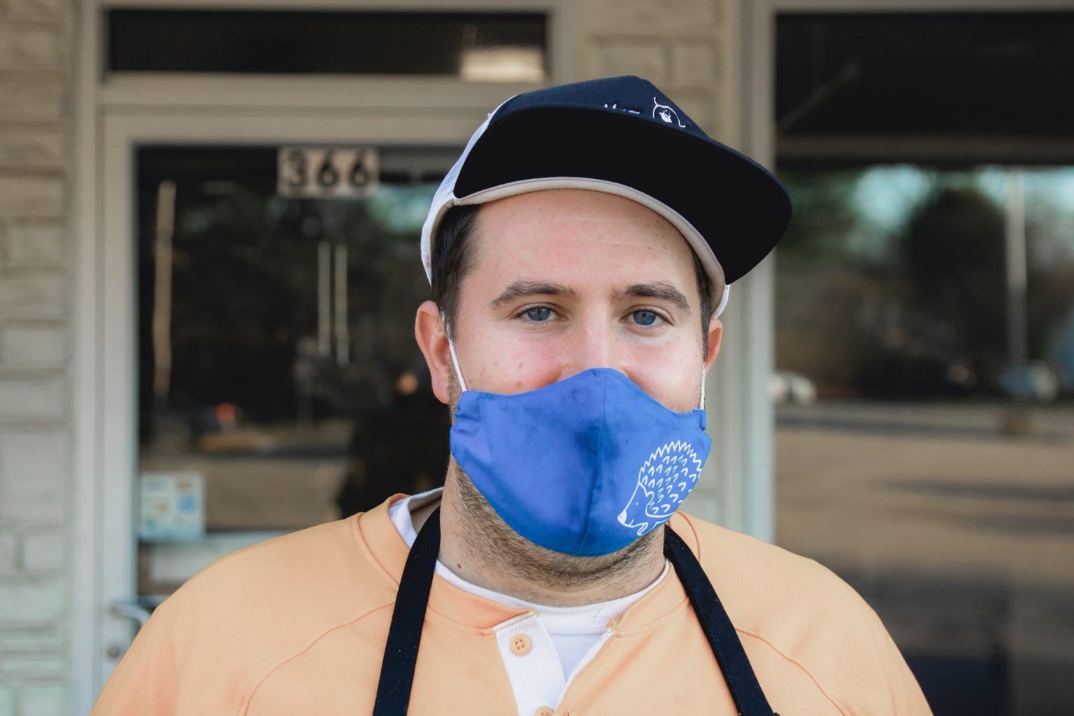 Avi Shemtov wearing a mask over his face.