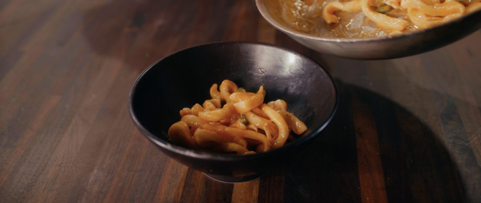 A bowl of freshly made pasta.