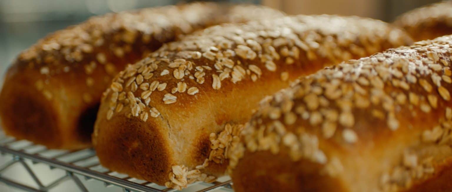 Fresh loaves of bread.