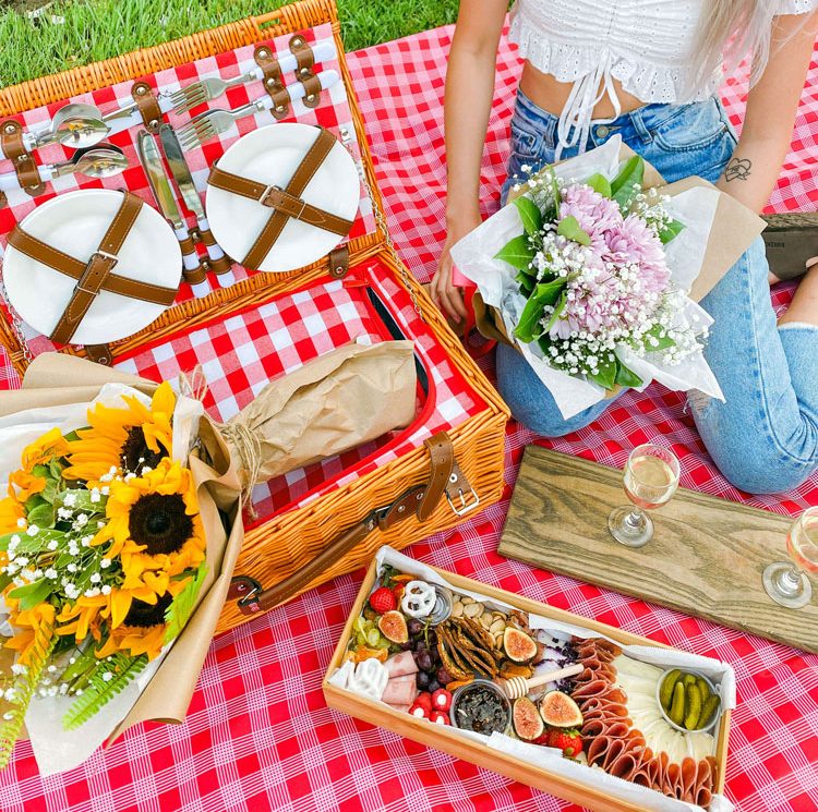 A romantic picnic setting.