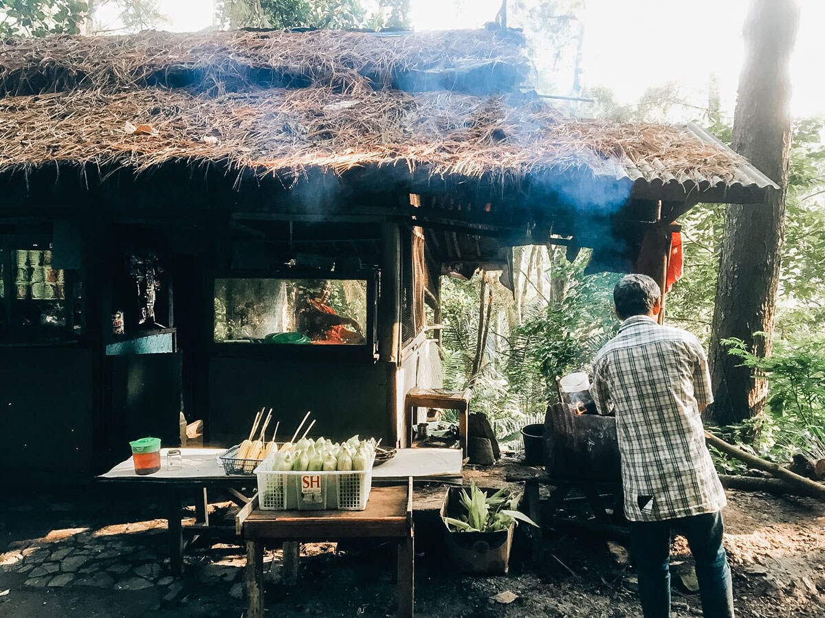 A small vendor hut in lush lands of Indonesia.