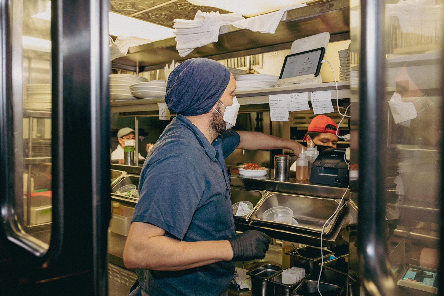 A chef working in the kitchen.