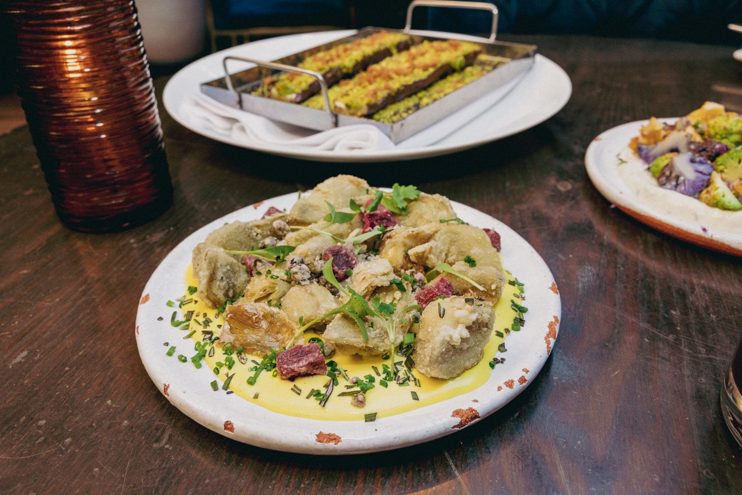 Two delicious dishes set on a table.