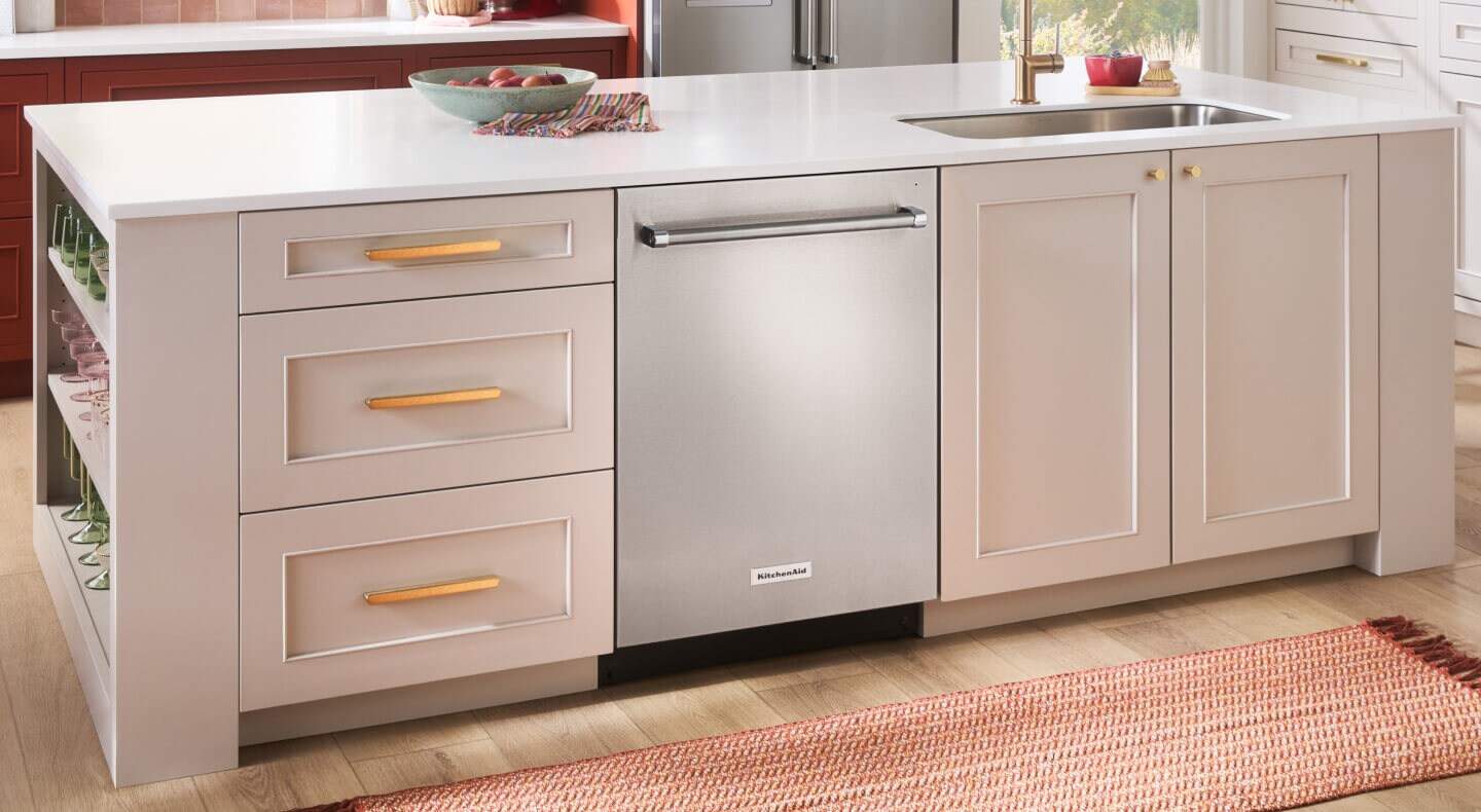 Stainless steel dishwasher in a bright kitchen