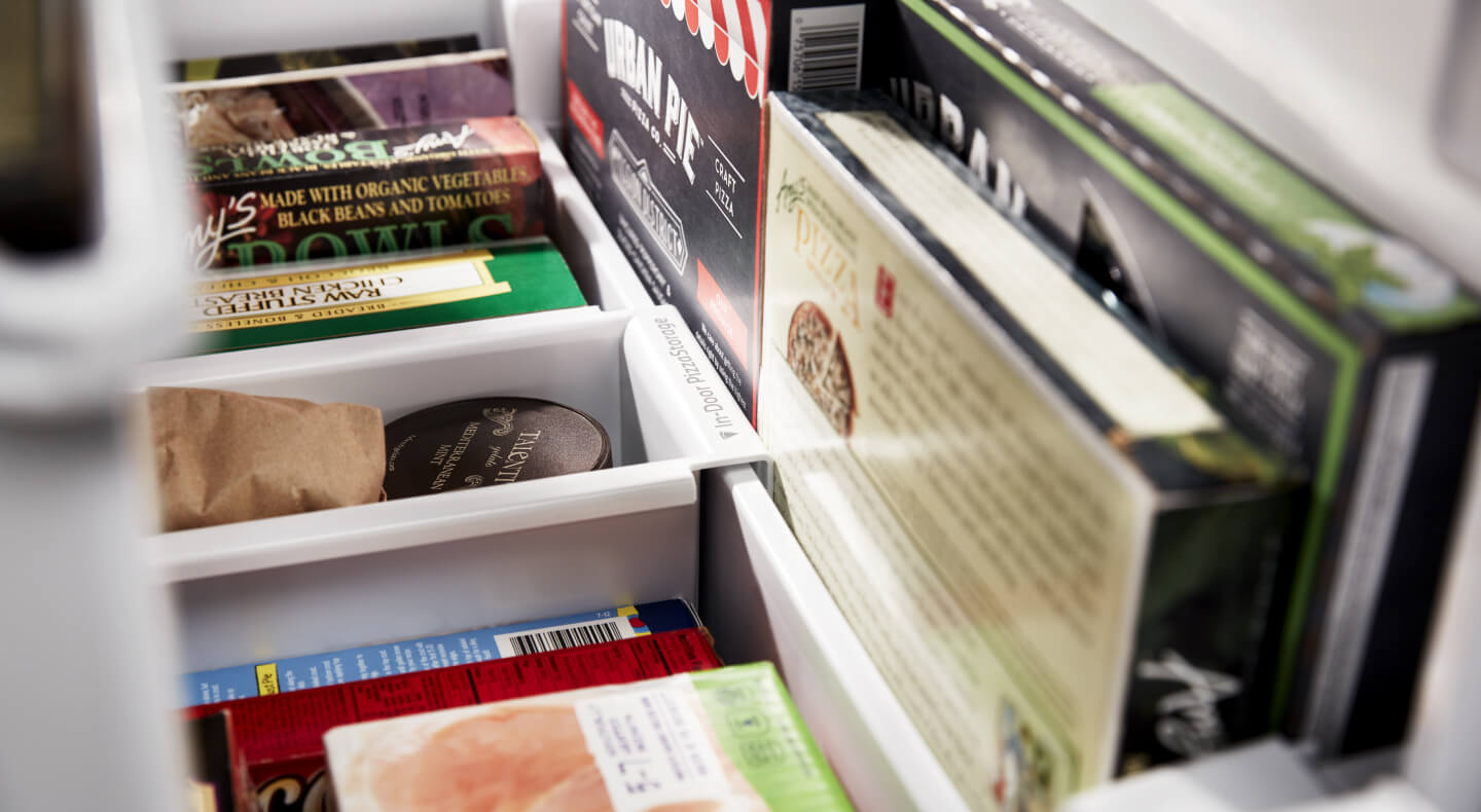 A well organized freezer drawer