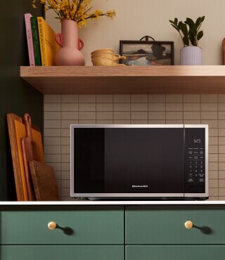 Countertop microwave in a modern kitchen