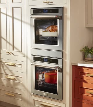 A KitchenAid® double wall oven in a kitchen