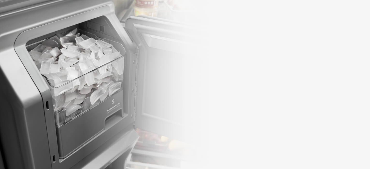 Refrigerator ice maker filled with ice