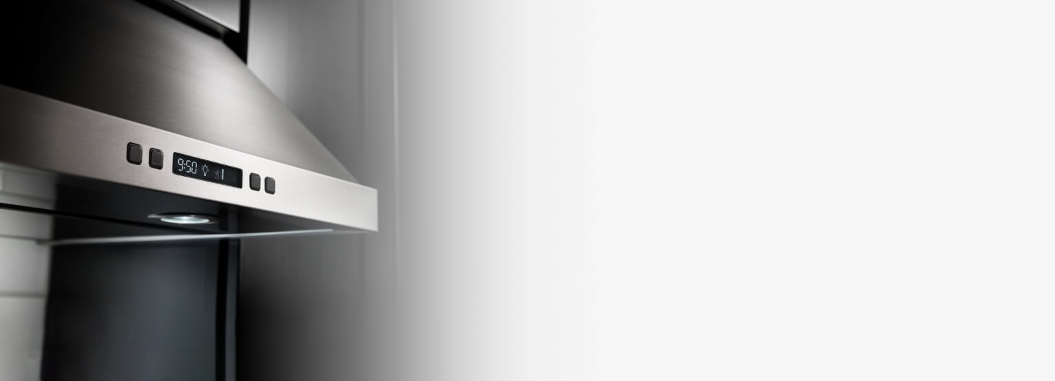 Under-cabinet range hood in a modern kitchen