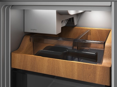 Interior of freezer with ice maker