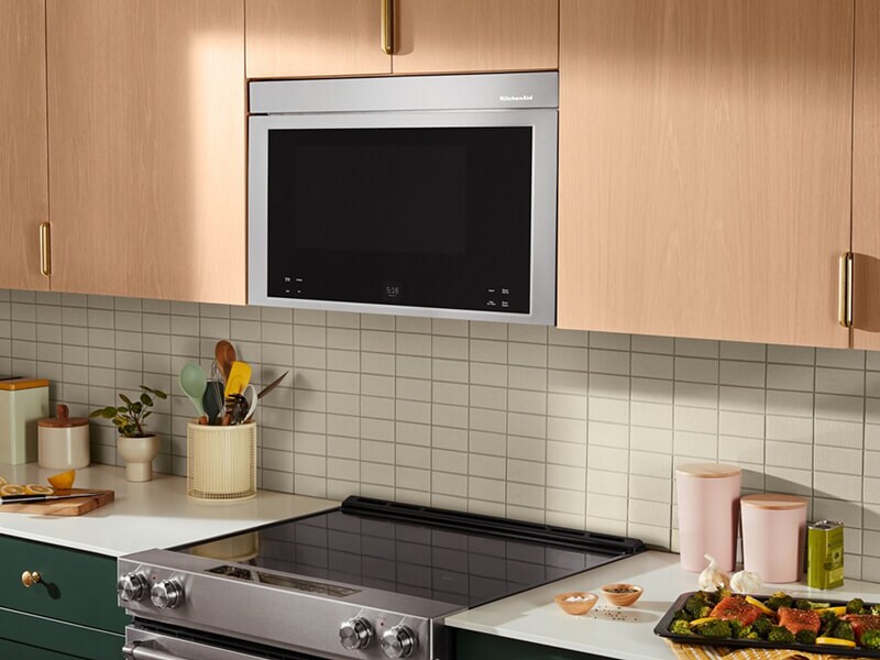 A KitchenAid® over-the-range microwave in a kitchen