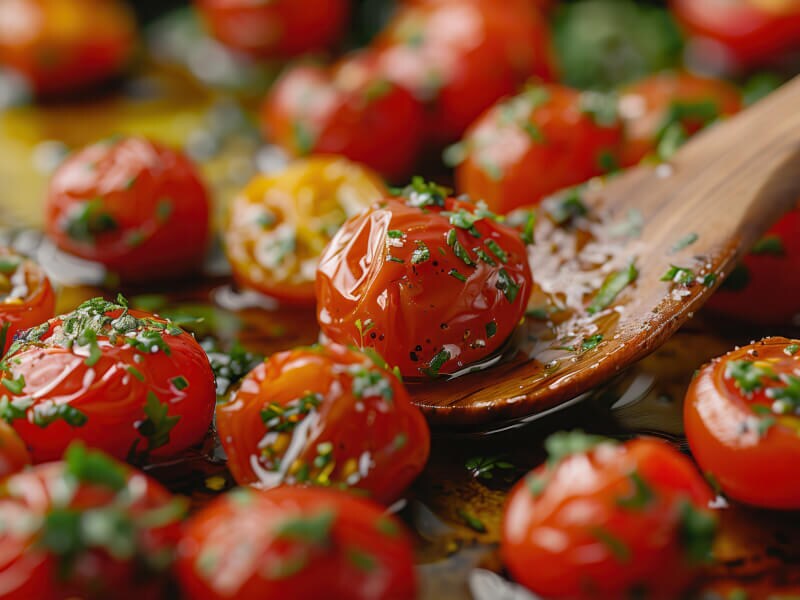 Confit tomatoes and herbs